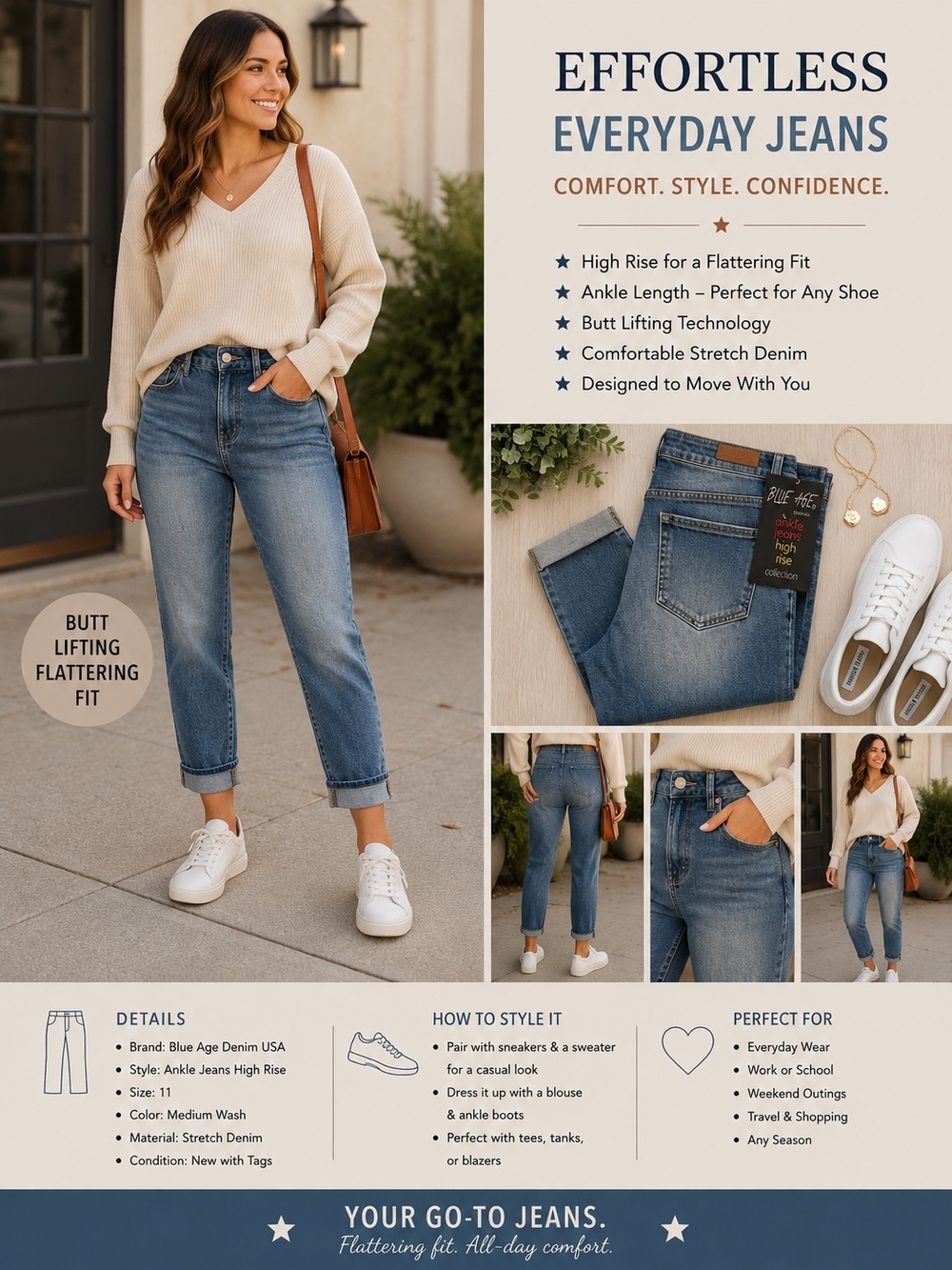 Blue Age Denim Effortless Everyday High-Rise Women's Jeans - Medium Wash